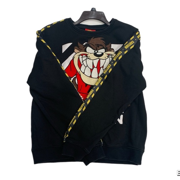 Warner Bros. Crewneck Sweater Black and Red with Taz Graphic - Picture 3 of 6
